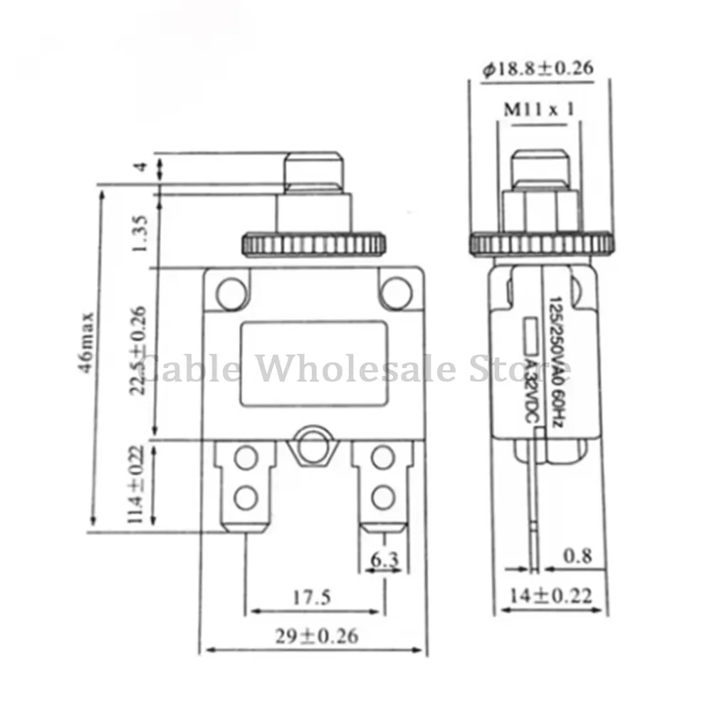 5Pcs 3A 4A 5A 6A 7A 8A 10A 12A 15A 20A Circuit Breaker Overload Protector Switch Fuse Resettable 220V