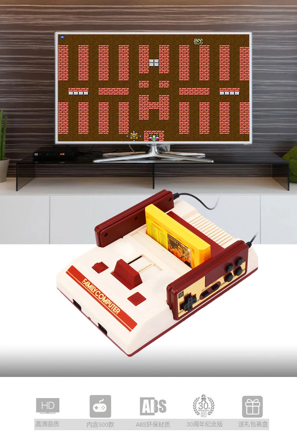 Nostalgic FC TV Home Game Console Retro Red and White Machine 8-Bit Card Game Console 500+132 Games Free Shipping