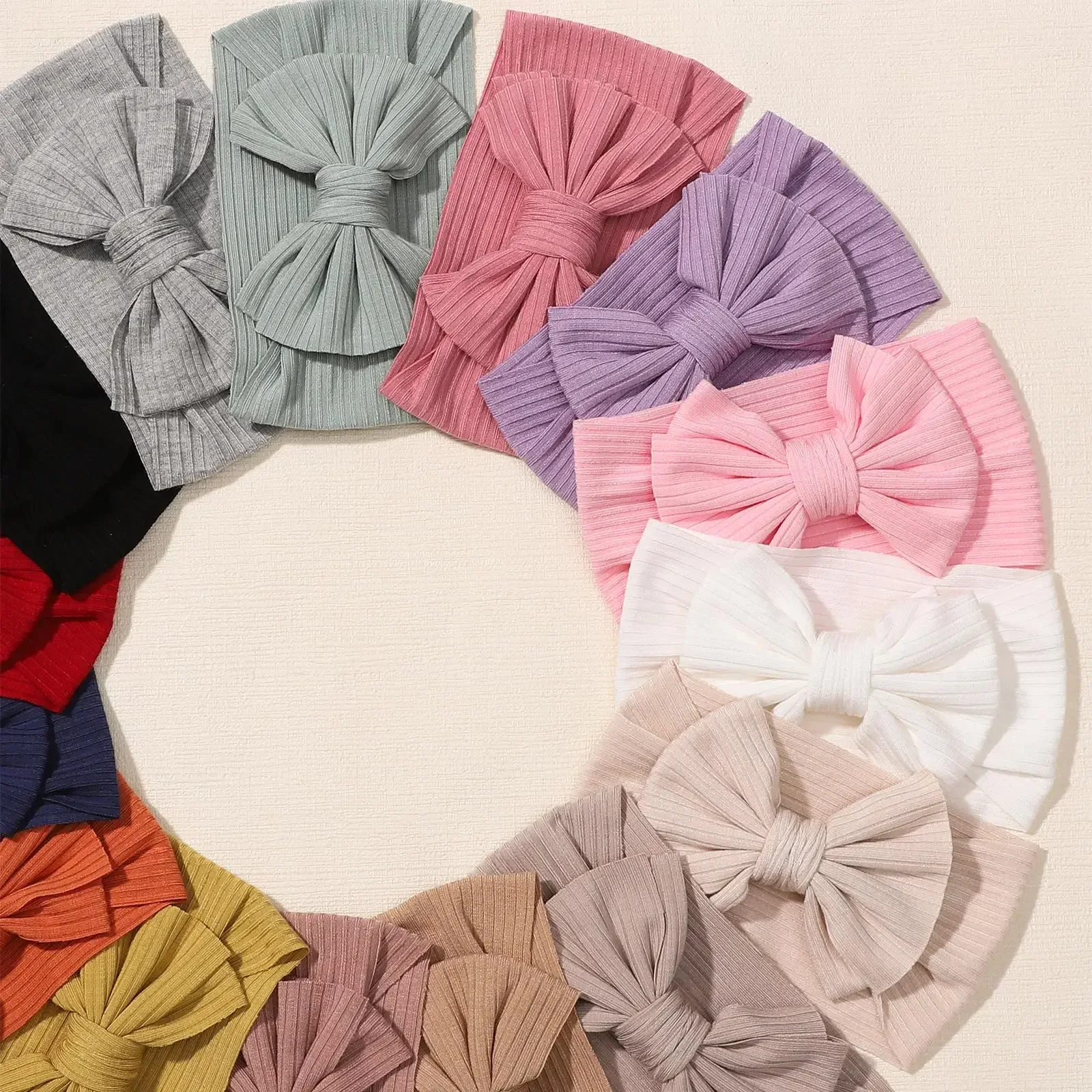 Candy Color Knit Baby Headbands Rib Bow Elastic Soft Newborn Headbands for Baby Girl Children Turban Infant Kids Accessories hair accessories hair bands hair headband accessories baby headband set