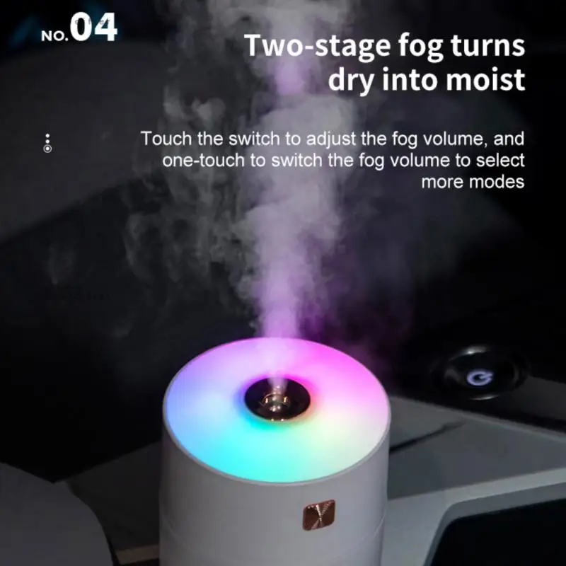 300ml Car Air Humidifier Car Electrical Appliances Small Household Fog Volume Aromatherapy Rainbow Cup Humidifier Purifier
