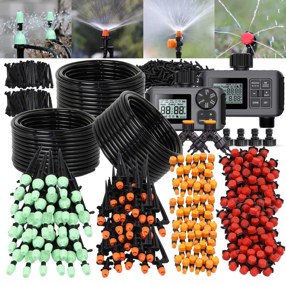

MUCIAKIE 30-50M Misting Spray Drip Irrigation System 2-IN-1 Watering Smart Kit Garden Patio Greenhouse Irrigator Tool Adjustable