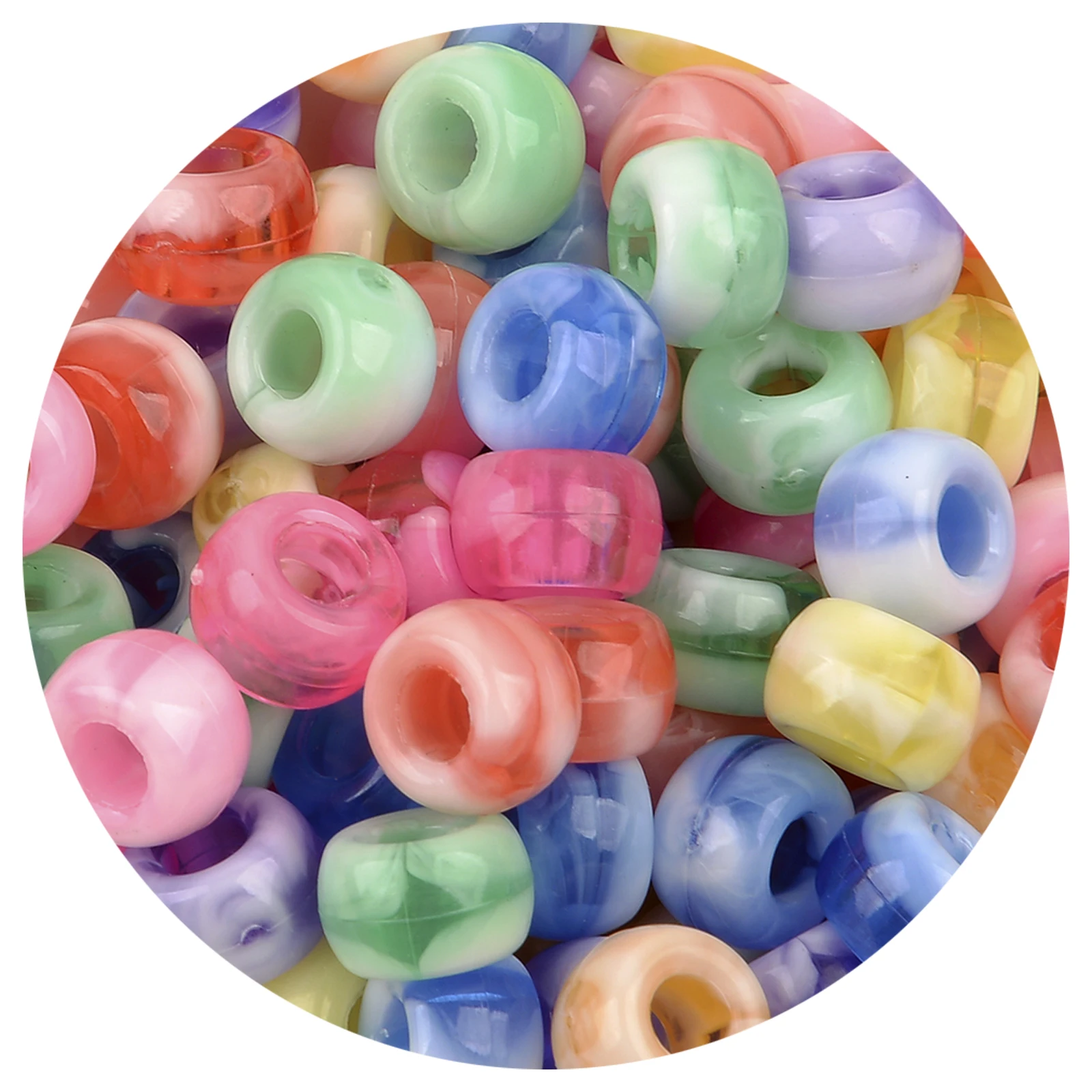 thumbnail image 1 of Lote de 50 cuentas acrílicas para el cabello de 6 x 9 mm, cuentas de poni para trenzas de cabello, fabricación de joyas, cuentas Kandi de plástico para manualidades, pulseras, multicolor, 1 of 5