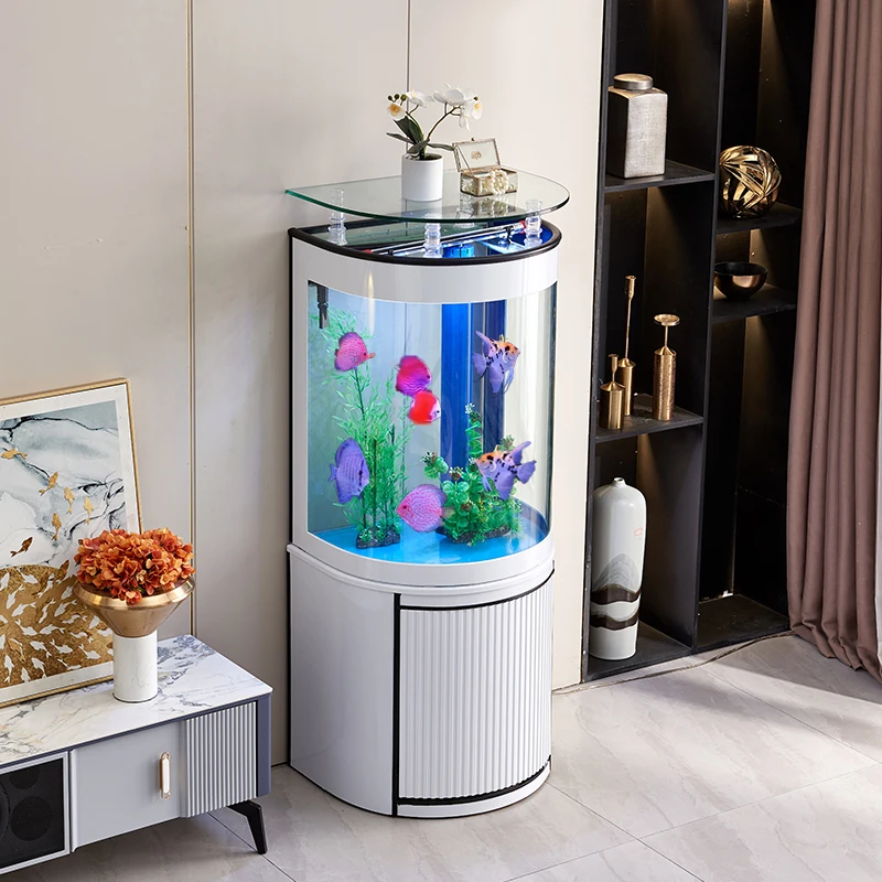 

Living Room Home Glass Change Water Ecological Bottom Filter against the Wall Creative Floor Screen Aquarium