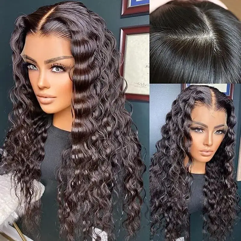 

Long 26" Black Soft Glueless 180Density Kinky Curly Lace Front Wig For Women With Baby Hair Synthetic Preplucked Heat Resistant