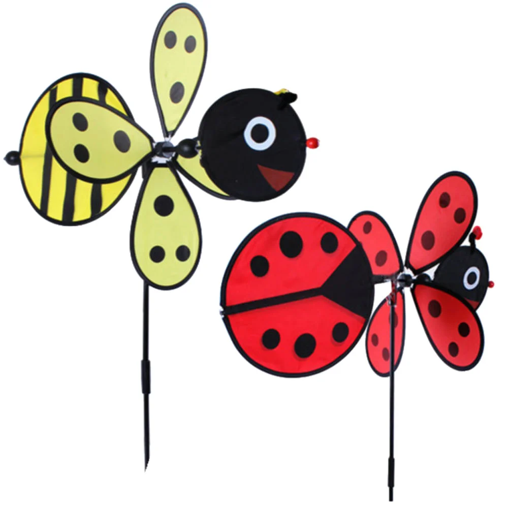 

2 PCS Lawn Animal Windmill Child Toys Flower Spinners Plastic Fabric Playthings