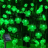 Solar St Patricks Day Decorations Shamrock String Lights Lucky Clover Green Lights Outdoor Waterproof 8 Mode Light 066 2