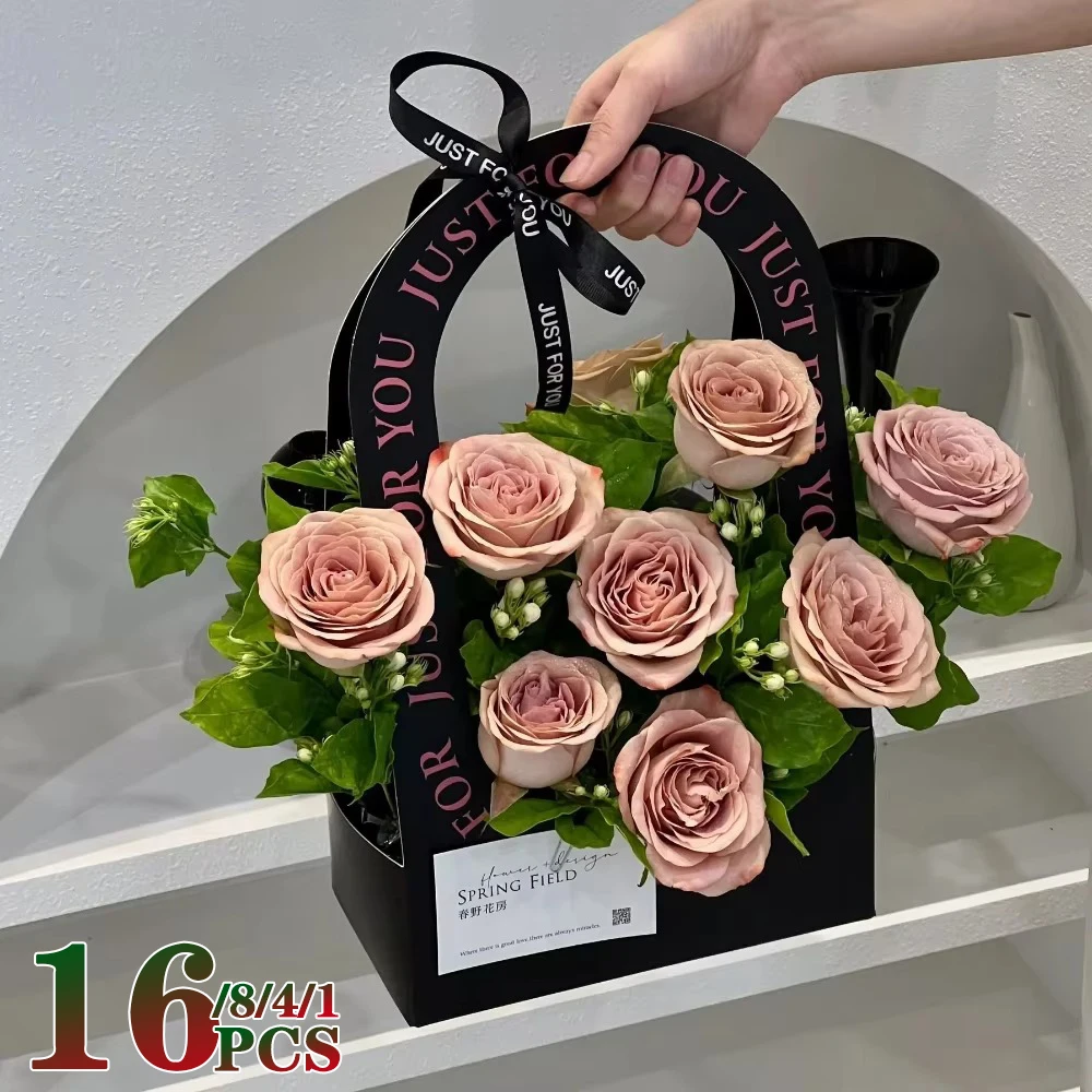 1/4/8/16PCS Foldable Carton Flower Basket Handheld Bouquet Gift Bag Valentine's Day Flower Packaging Wedding Party Decoration party gift bags gift boxes canvas tote bags flower bags