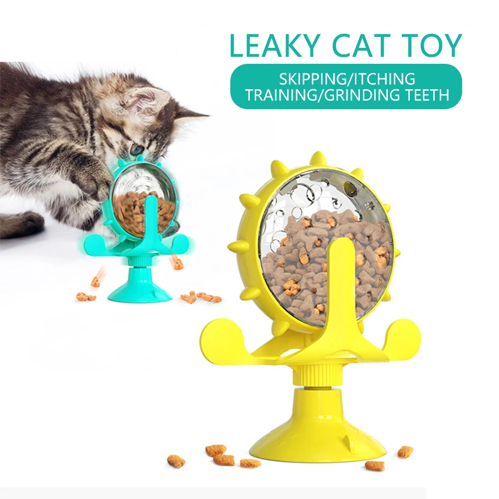 Windmill Cat Toys Turntable Teasing Cat leaking Food Puzzle Toy Relieve