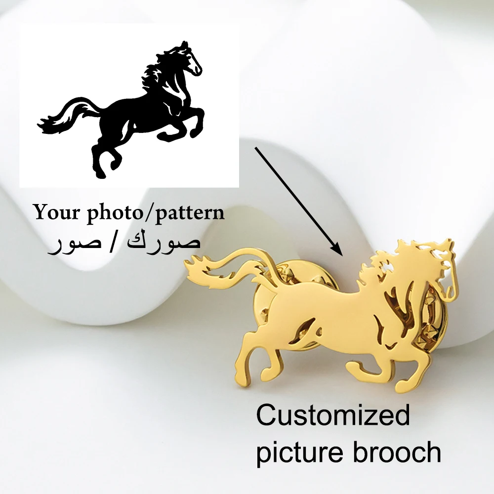 Using images Customizing Personalized Brand Brooches Stainless Steel Accessories Customized LogosJewelry Family Gifts brand brooches