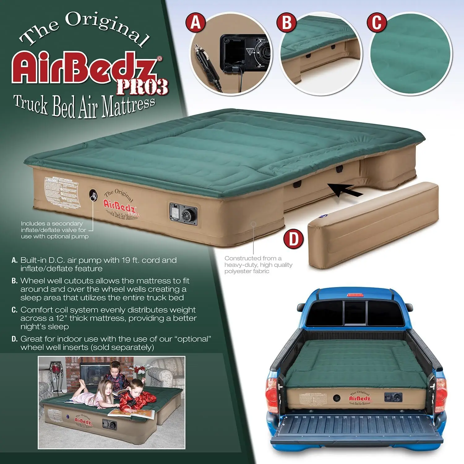 6ft-Pro3 Series-The Original Airbedz Truck Bed Air Mattress 6.5 Bed