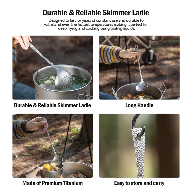 Boundless Voyage Long Handle Titanium Soup Ladle For Camping Cookware_voghion.com