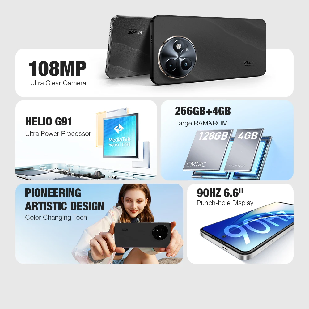 itel S24 ブラック スマートフォン 8GB+256GB 6.6インチHD サイド指紋