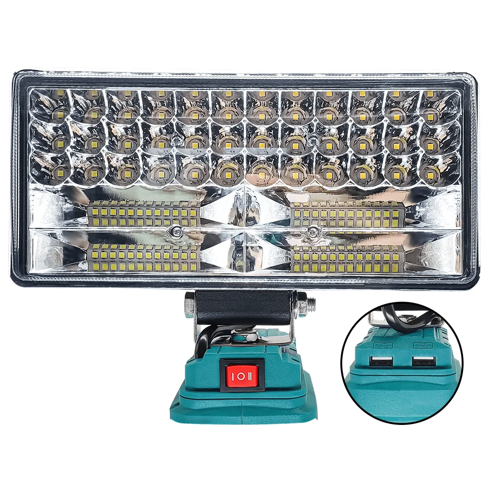 84 LED Flashlight Portable Outdoors Spotlight Dual USB Base Light Lamp Emergency Lighting For Makita 18V Battery(No Battery)