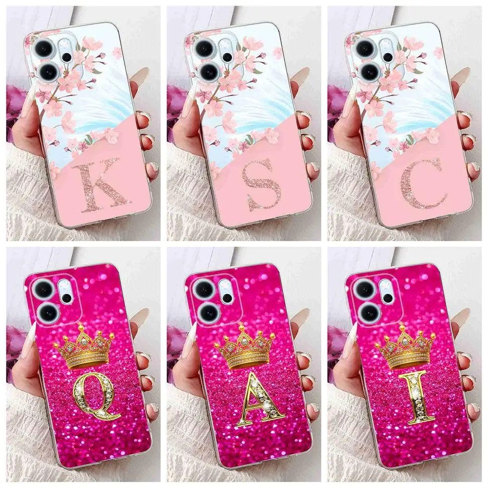 New Design Floral Letter TPU Soft Silicone Phone Case - 6.57 Cover, Elegant and Durable Protection