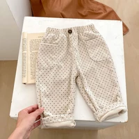 New autumn baby clothing, 0-3 year old baby girls dot printed corduroy loose casual pants 1