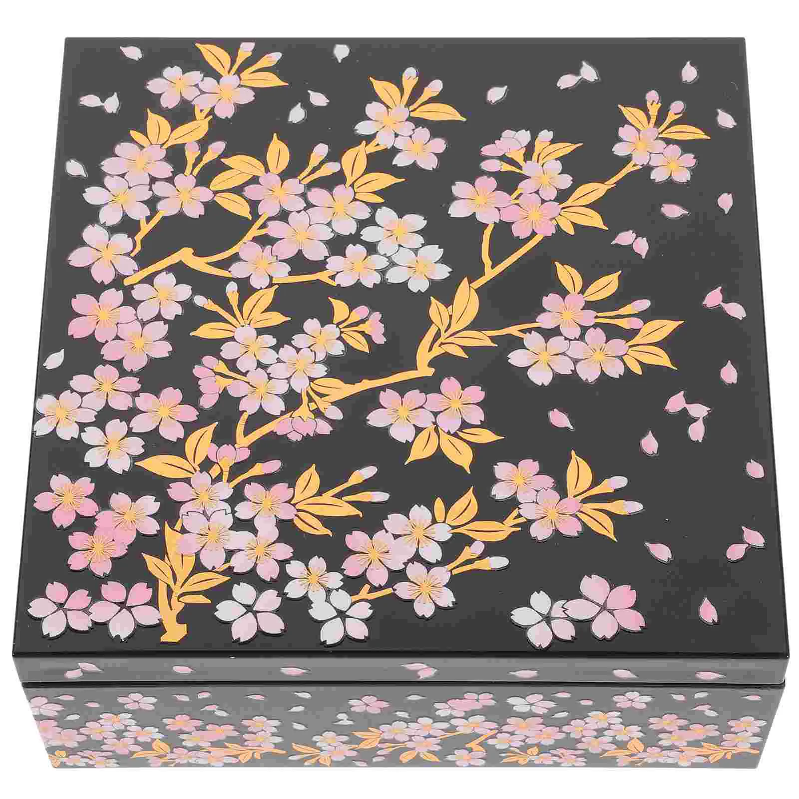 

Japanese Bento Tray Hot Stamping Realistic Cherry Blossom Sushi Box Lunch New Year Snack Gift
