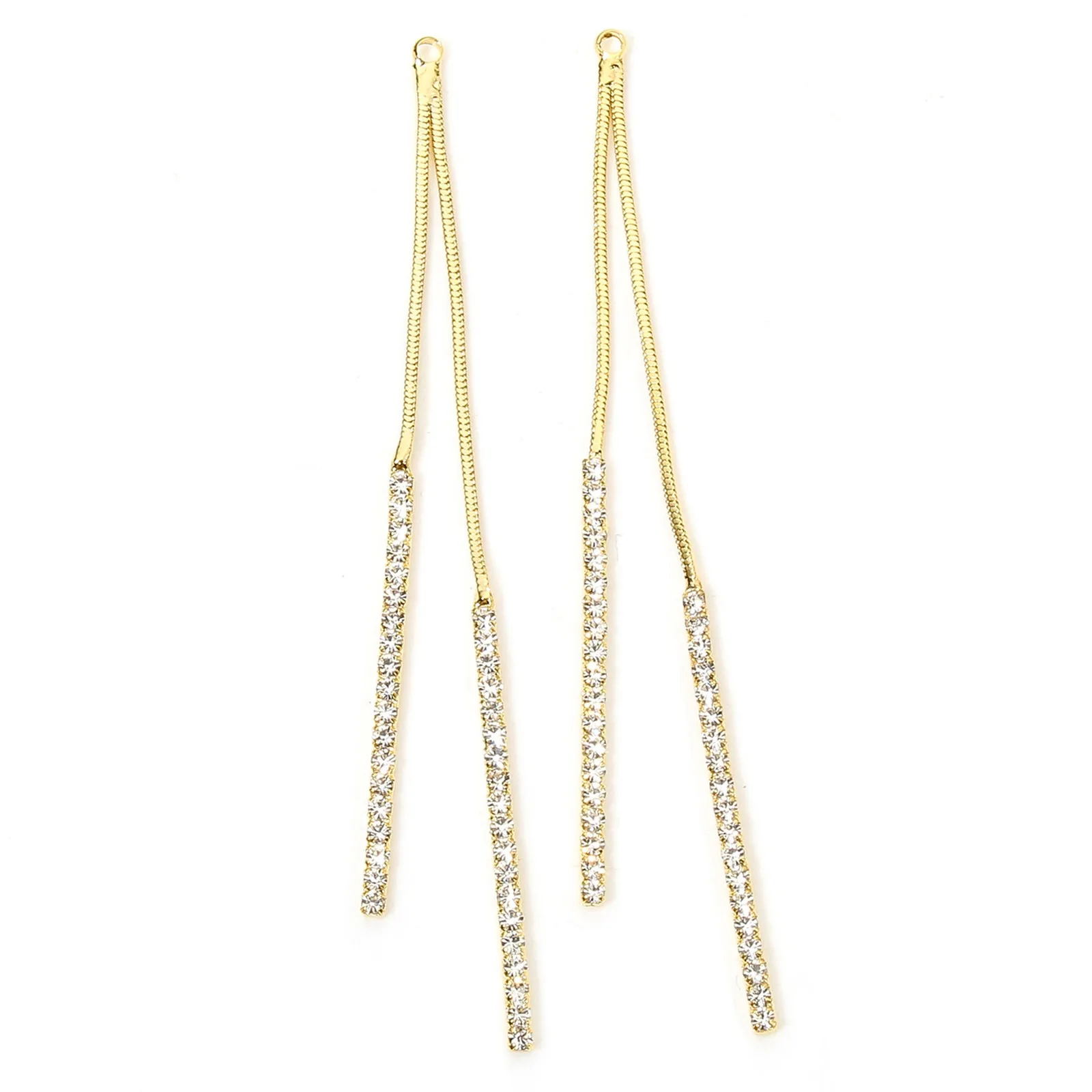 2 stücke neue Messing Anhänger Gold Farbe lange Quaste geometrische Strass Charms DIY Ohrringe für Frauen Hochzeits feier Schmuck Ergebnisse – Detail 6