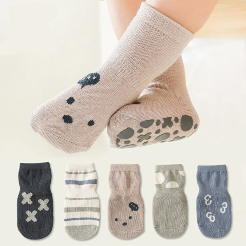 Skidproof Non Skid Ankle Baby Socks With Rubber Grips Soft Cotton Kids ...