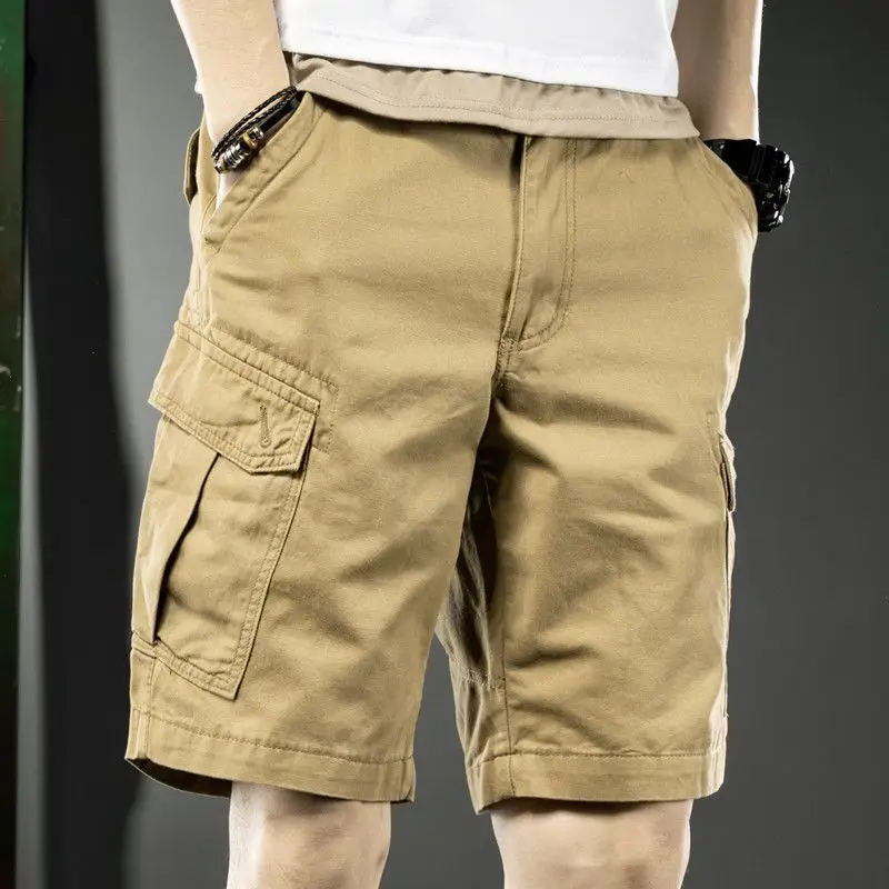 

Solid Color Male 2023 Summer Mens Cargo Shorts Brand Army Tactical Shorts Men Cotton Loose Work Casual Shorts T121