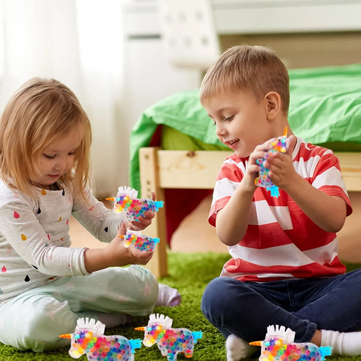 Unicórnio estresse e ansiedade alívio Fidget bola brinquedo, Estresse e ansiedade alívio bola, Gel colorido, Z30