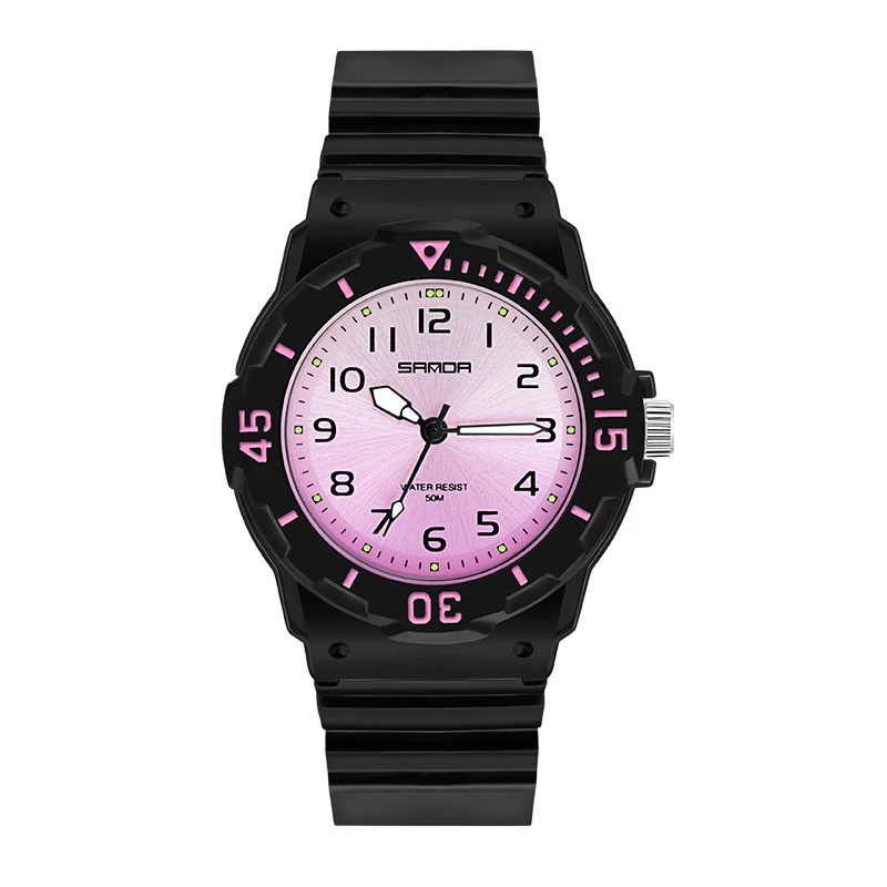 UTHAI Student Watch Fashion Trend Outdoor Sports Fresh 50M Waterproof PU Soft Female Middle School Student Youth Clock Watches 3