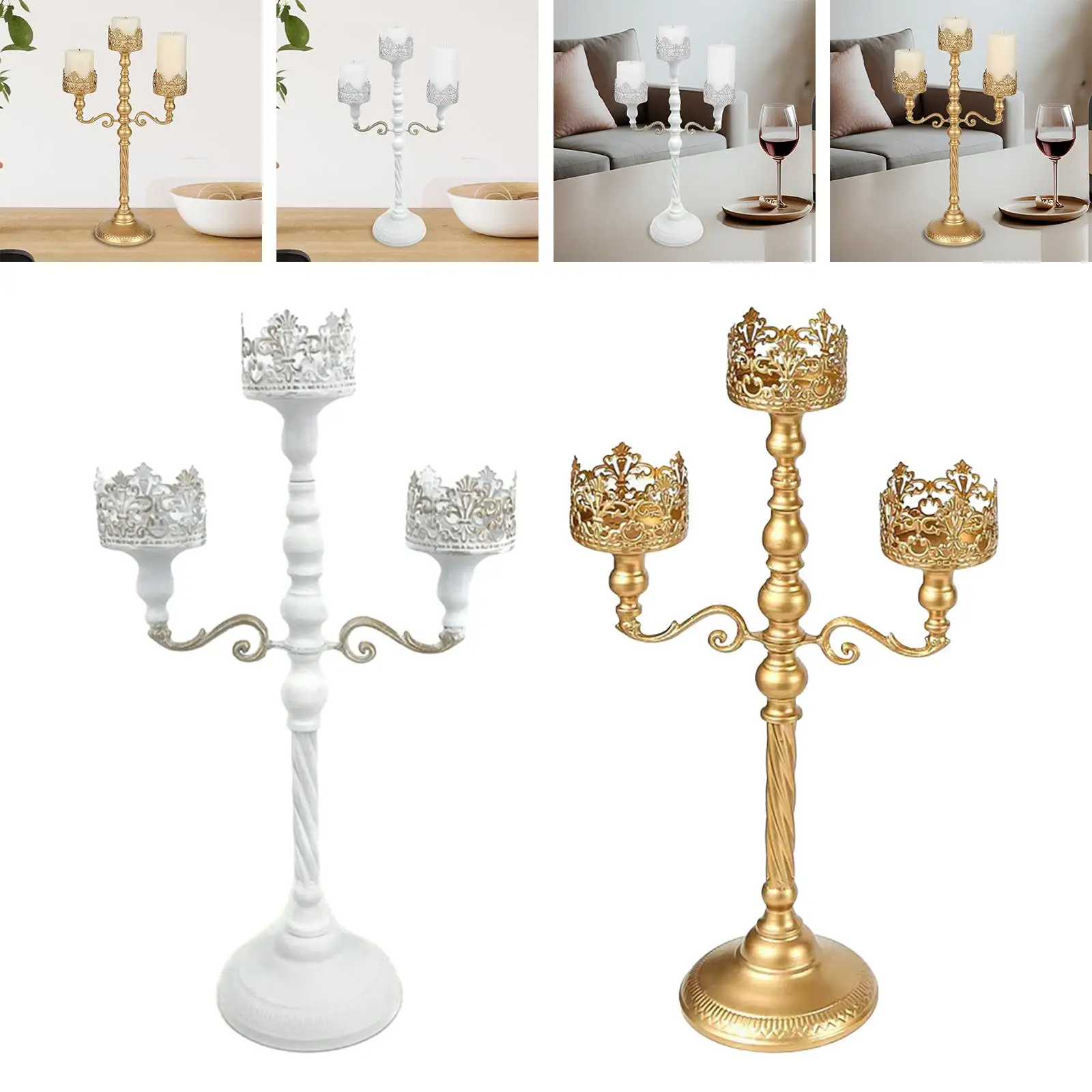 Metal Candelabra Elegant Design Centerpiece Crafts Tealight Stand Candlestick for Dining Room Wedding Party Living Room Events