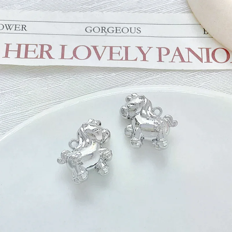2Pcs/lot Cute Zinc Alloy Double-sided Running Horse Pendant Charms For DIY Handmade Necklace Bracelet Earrings Accessories