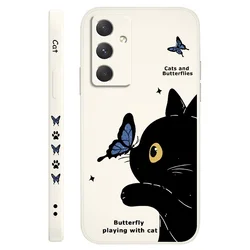 Whimsical Cat Butterfly Phone Case - Stylish Protective Cover for Samsung A56 (White)
