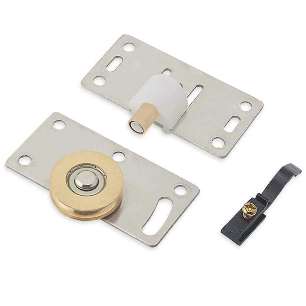 1set Stainless Steel Pulley Heavy Duty Sliding Door Wheels Pulleys Rollers Runners For Cupboard Cabinet Funiture Accessories