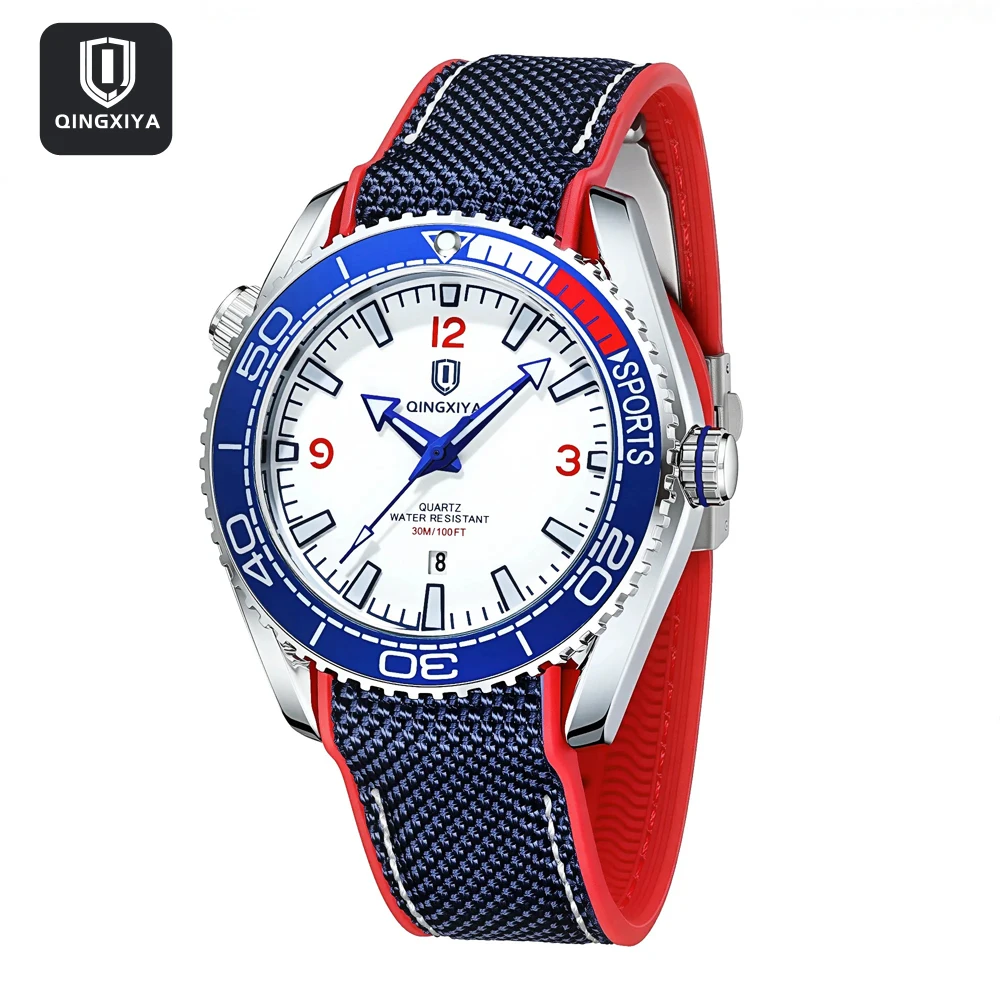 QINGXIYA Sport Quartz Watch Men Fashion Silicone Strap Waterproof Luminous Date Mens Watches Top Brand Luxury Clock Reloj Hombre