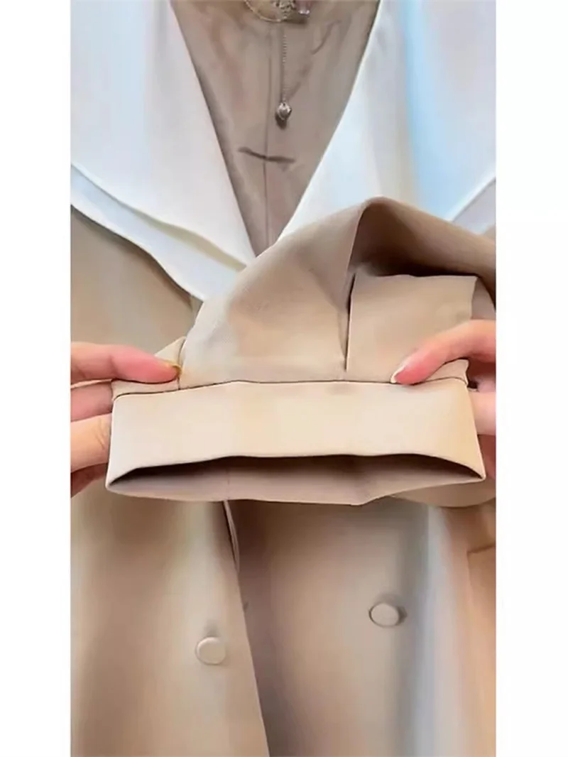 Women's British Style Jacket Spring and Autumn 2024 New Korean Version Loose Casual Ruffled Edge High-end trench coat for women