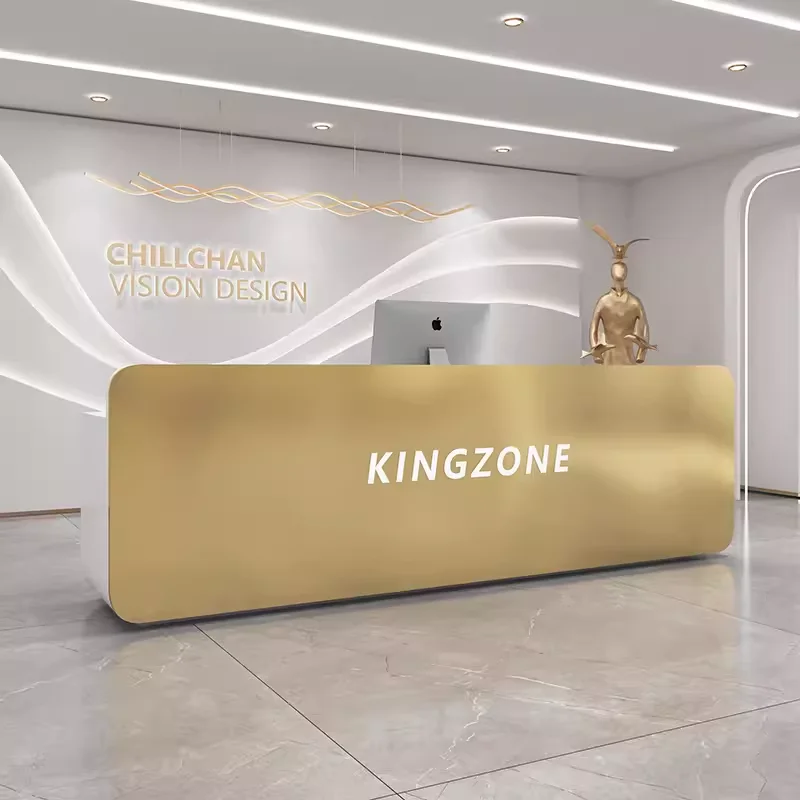 Salon Grey Reception Desk Waiting Beauty Massage acrilico Spa lussuosa scrivania Foot Podium Reception Beauty Commercial Furniture