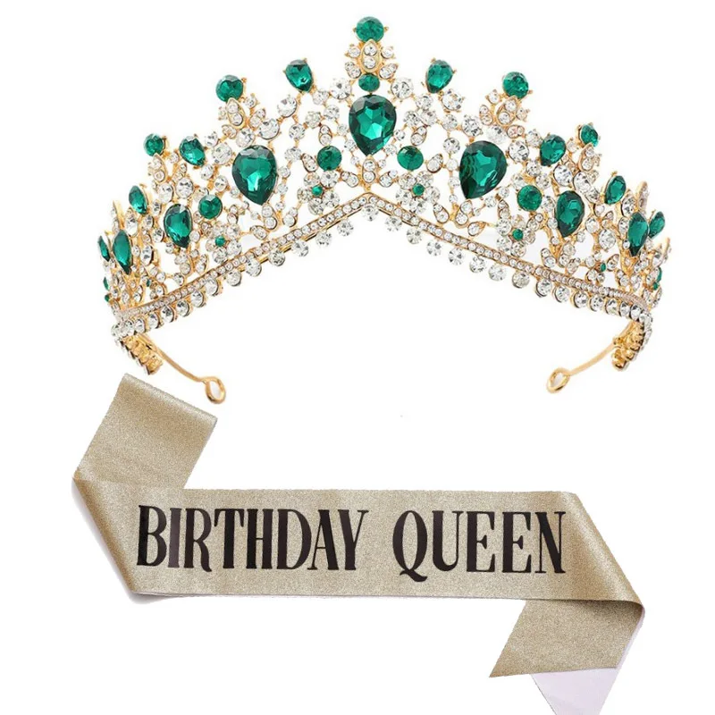 

European and American Birthday Queen Crown Colorful Shawl with Shoulder Strap Party Suit
