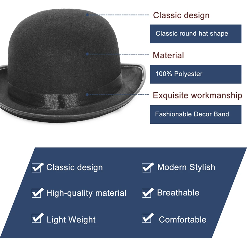 Elegant Black and Red Magician Bowler Hat