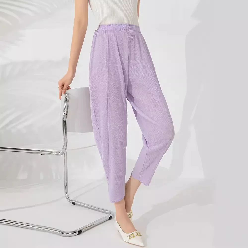 

Miyake Handmade Pleated Pants Women's Summer 2024 New High-waisted Draped Casual Versatile Harun Small Feet Nine Radish Pants