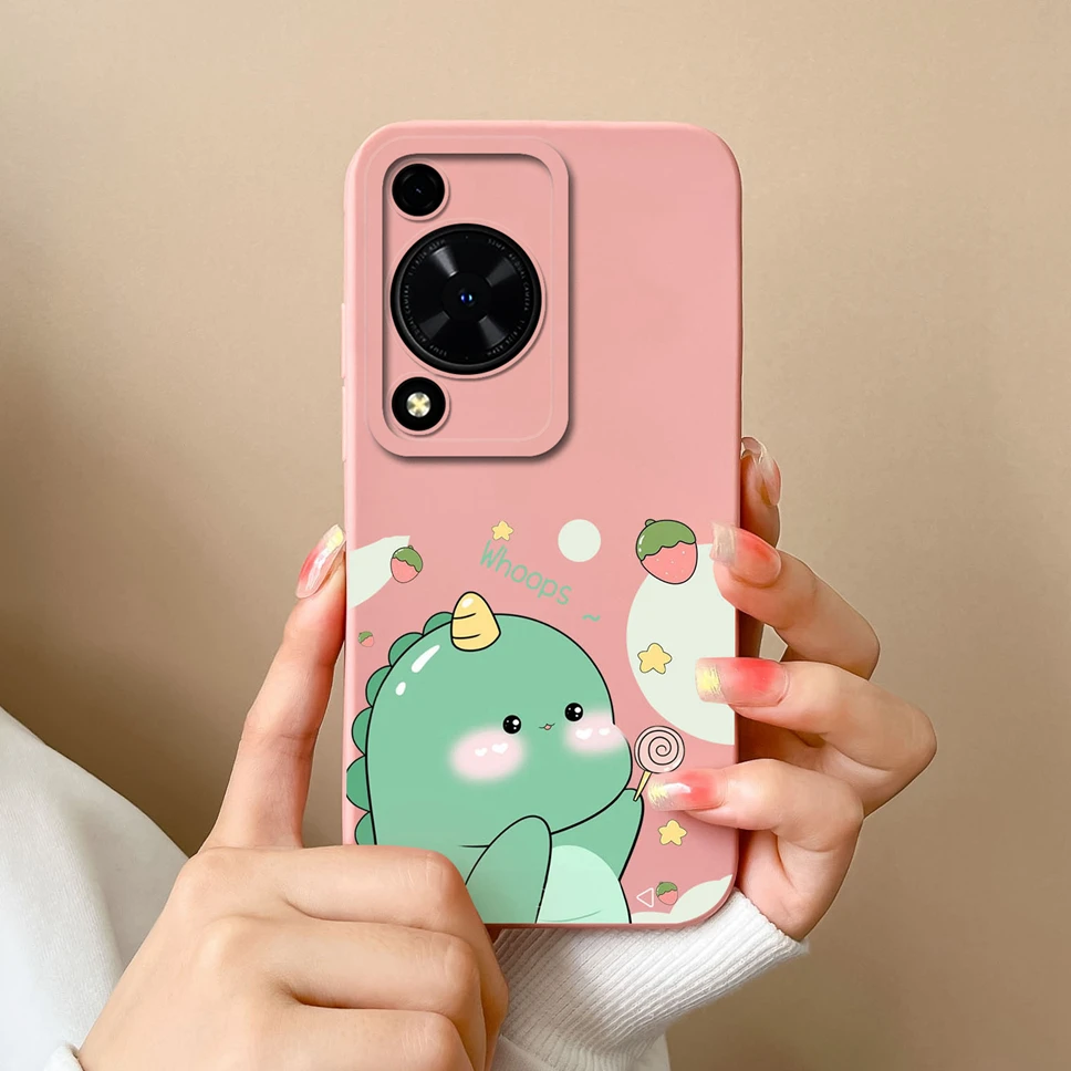 Cute Dinosaur Smooth Liquid Silicone Phone Cover – for Huawei Enjoy 70 and Nova Y72 4G