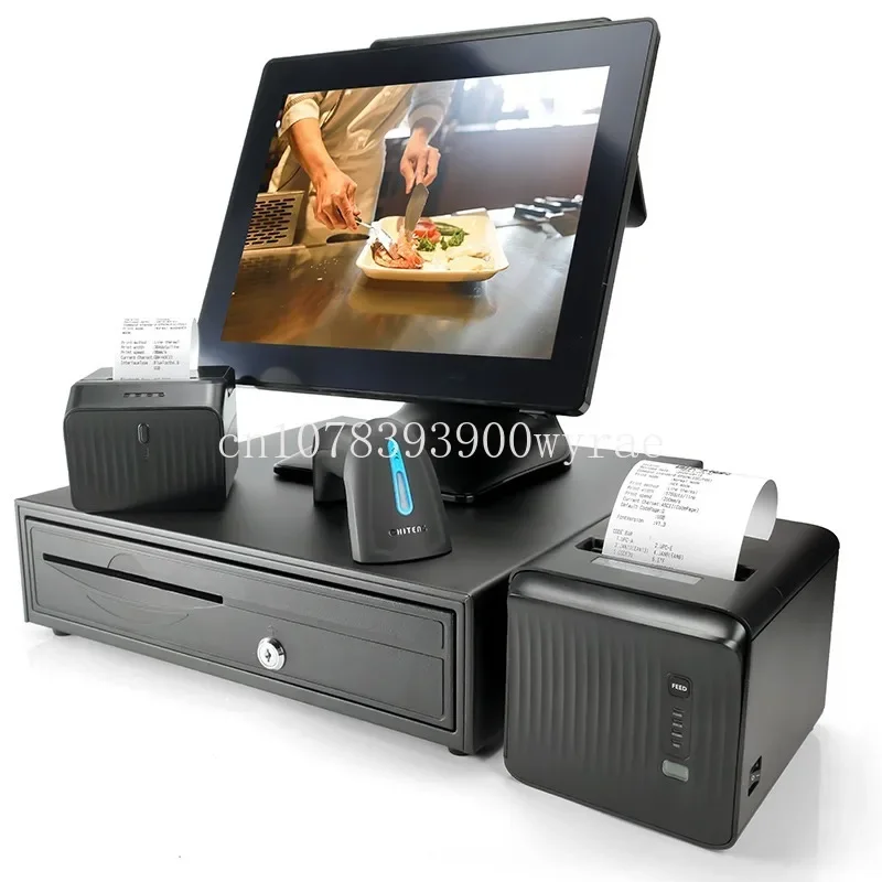 

15'' Cash Register Touch Screen Restaurant Terminal Payment Machine All in One Point of Sale Windows POS System with Printer