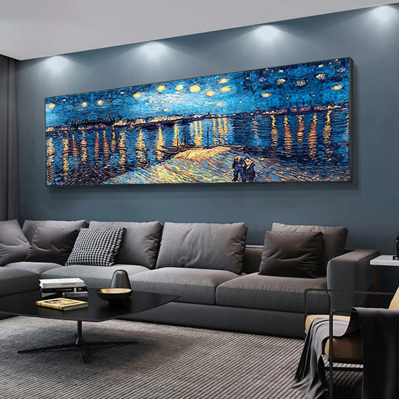 캔버스에 인쇄 유화, 추상화, 밀밭 별이 빛나는 밤 포스터, 홈 벽 장식, 프레임 없음 