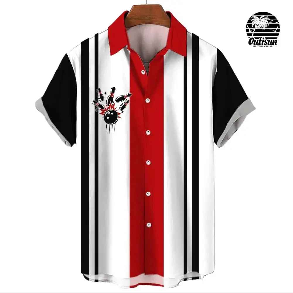 thumbnail image 1 of Camisa de hombre con estampado de flamencos, informal, con estampado 3D, con botones de solapa, para verano, estilo hawaiano, informal, tallas S a 5XL, 1 of 5