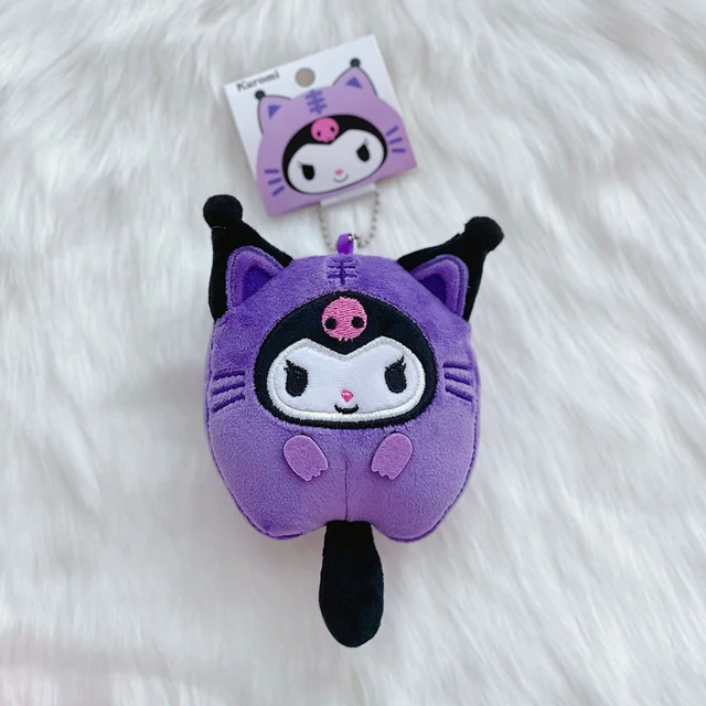 Sanrio Cat Cross Dressing Plush Keychain Cartoon Anime Pendant Kuromi Melody Pompompurin Hangyodon Plushie 키링 Kawaii Bag Decor