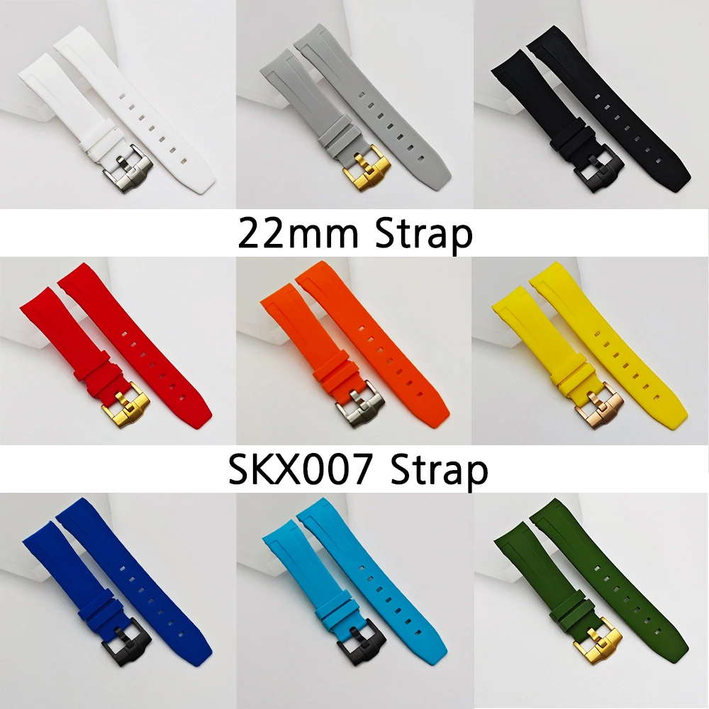 Black/Green High-Quality Rubber Strap 22mm Replacement Bracelet with Matching Watch/Case and Bezel Parts