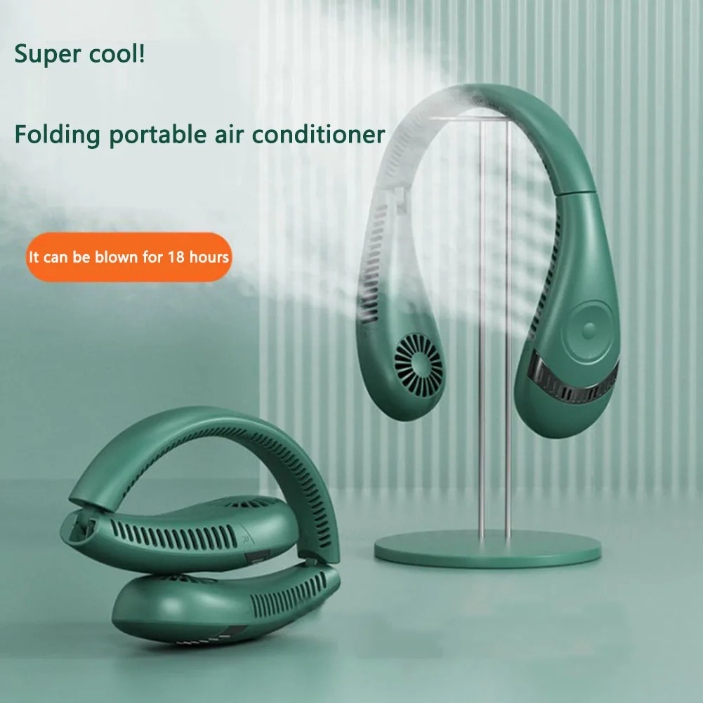 Portable Mini Hanging Neck Fan 5000mAh Foldable USB Rechargeable