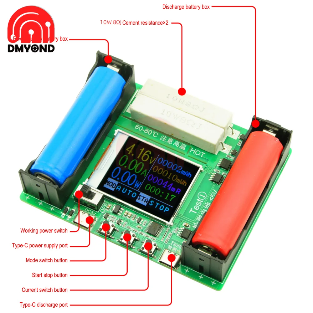 18650 Lithium Battery Capacity Tester Module Lcd Digital Display