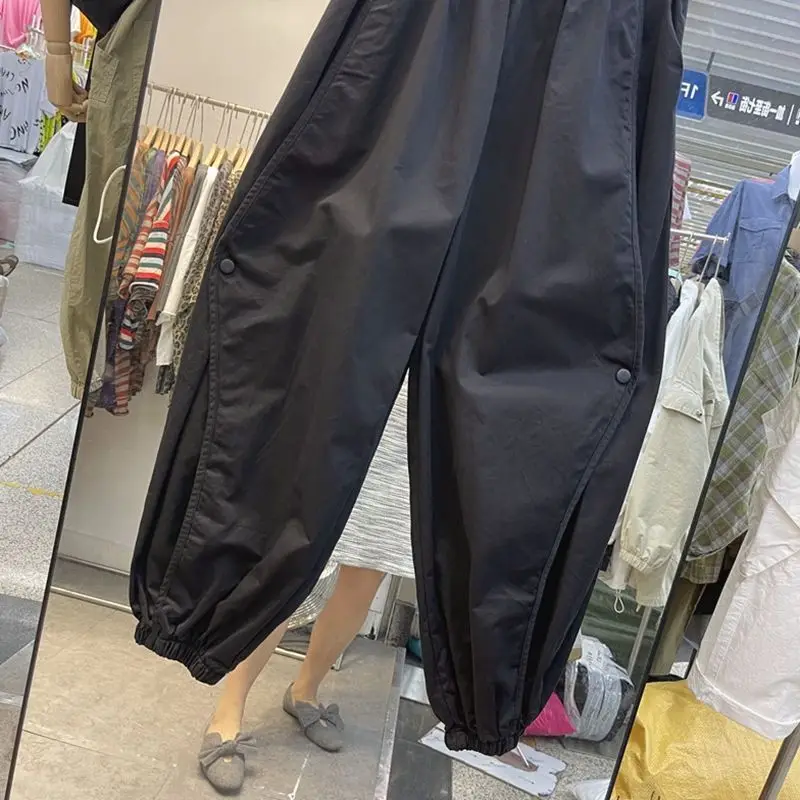 Large size casual leggings lantern pants for women in summer, thin elastic waist, dad pants  sweatpants
