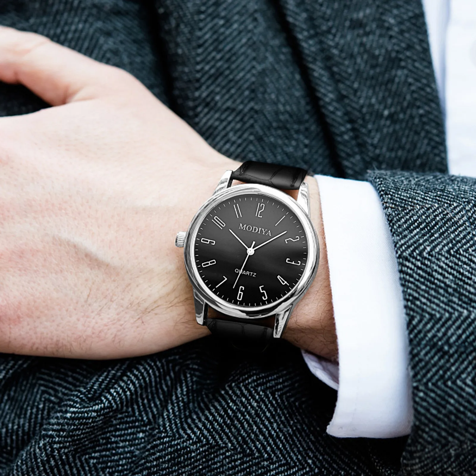 

Simple Digital Quartz Watch For Men Leather Strap Male Wristwatches Casual Man Business Watches Gifts Reloj Hombres