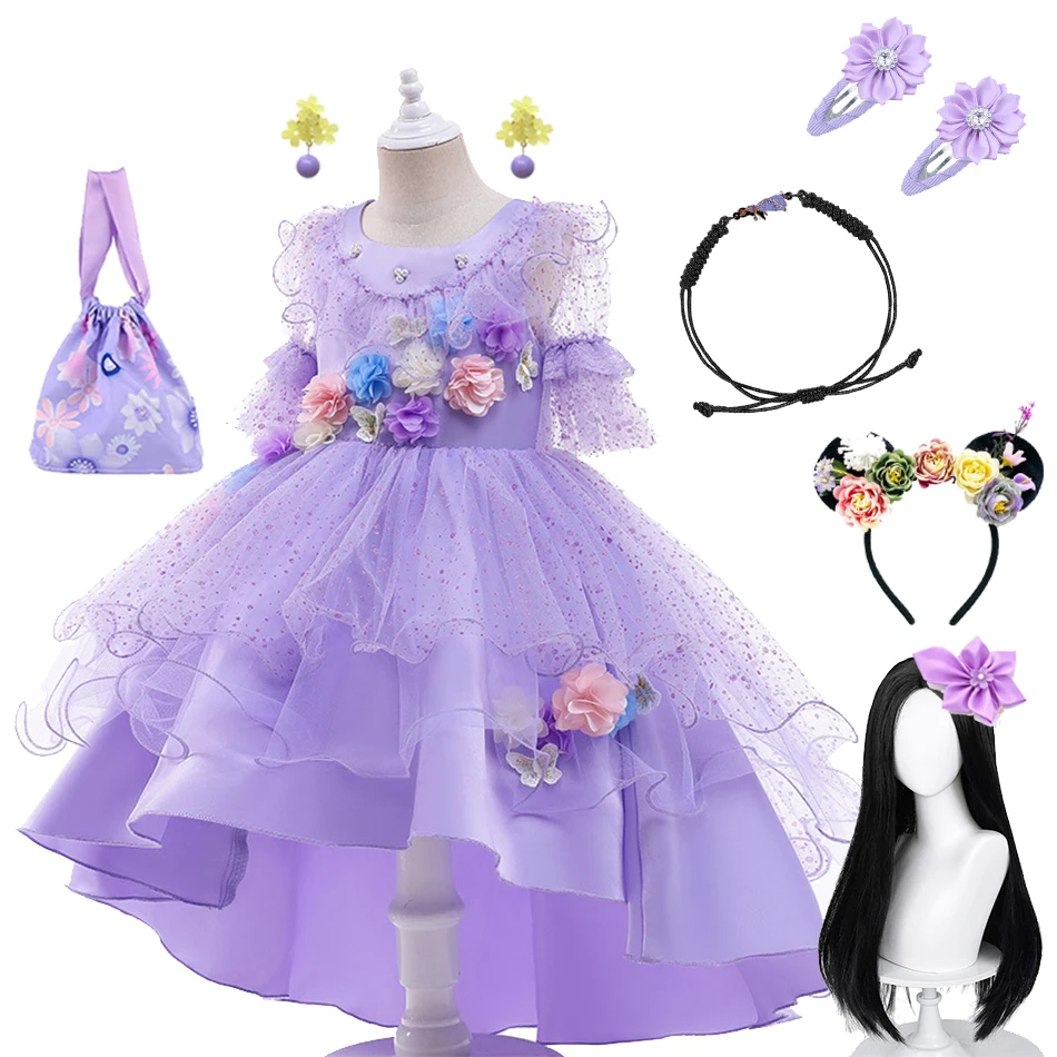

Girls Dress Encanto Cosplay Isabela Costume Princess Dress Suit Charm for Girls Carnival Birthday Party Christmas Clothes