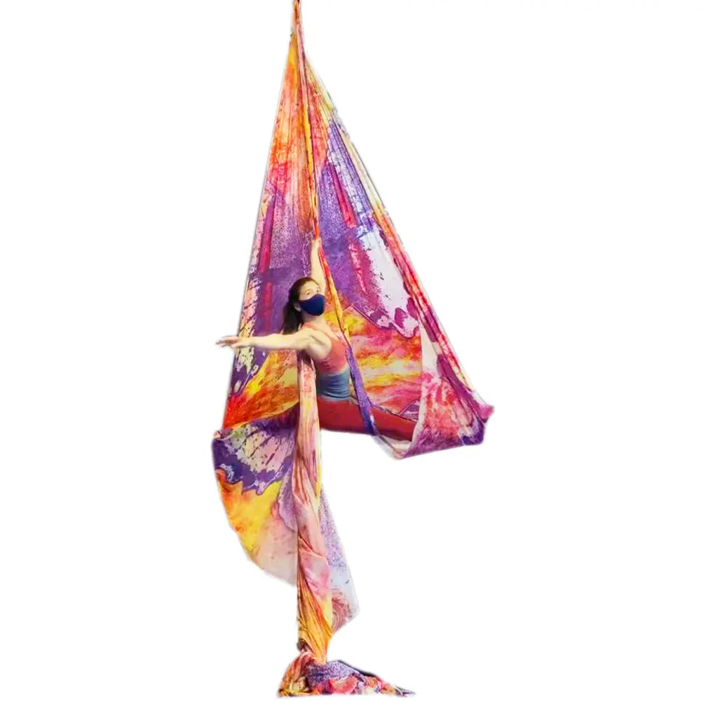 공중 요가 해먹 원단, 플라잉 필라테스, 요가 테라피, 스윙 실크, 반중력 피트니스, 명상 매트, 1-9m 