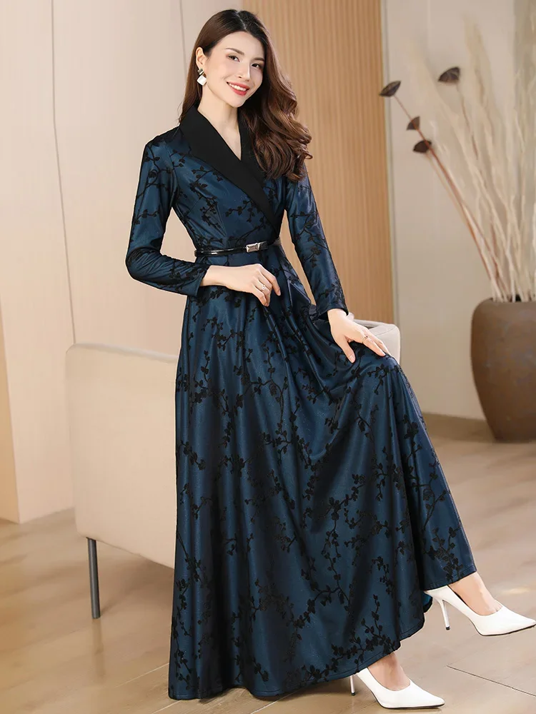 chinese dress ladies Lucy Jacquard Midi Dress in Midnight Blue main image 0