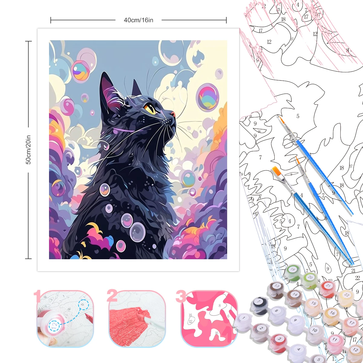 Painting By Numbers Kits Animal cat with frame Acrylic Wall Art for adults Room Home Decoration