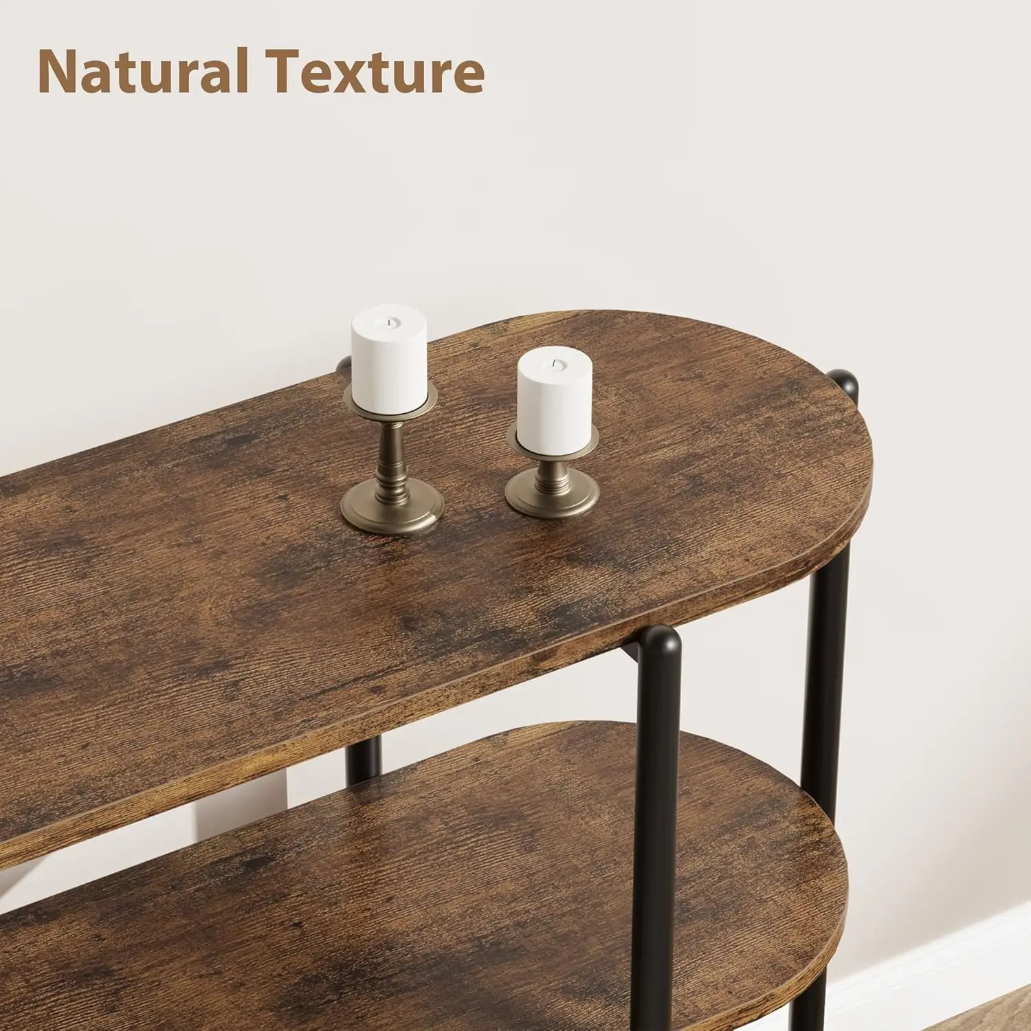 3 Tier Industrial Metal Sofa Table,Behind Couch Table, Entryway Console Table,Farmhouse Hallway Table for Entry,Living Room